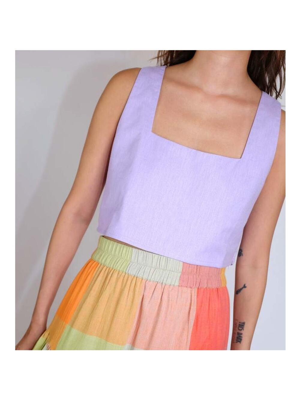 Rujuta Sheth New York purple sleeveless crop top womens size Small